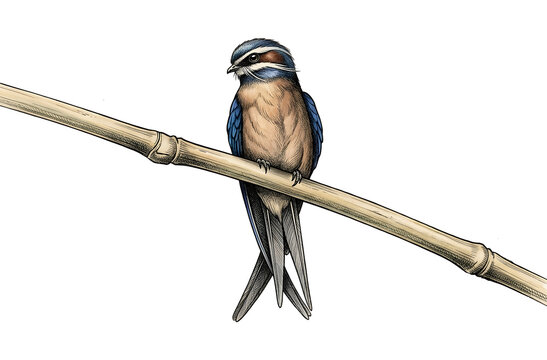 illustrations of Whiskered Treeswift in a vintage natural history book