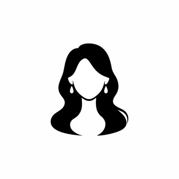 Minimalist Silhouette Icon of a Woman with Long Wavy Hair