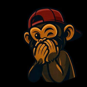 Funny chimpanzee esports logo animated character video loop without background