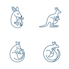 Kangaroo and joey line art. © sri mukti