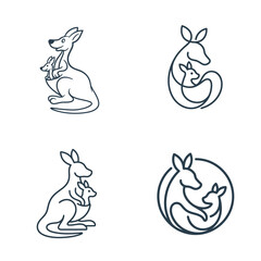 Kangaroo and joey line art. © sri mukti