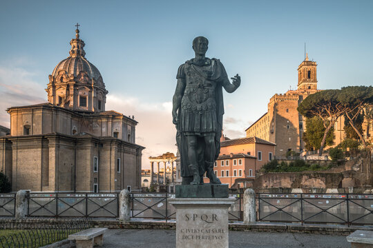 Statue of Julius Caesar in front of the Roman Forum, Rome, Italy