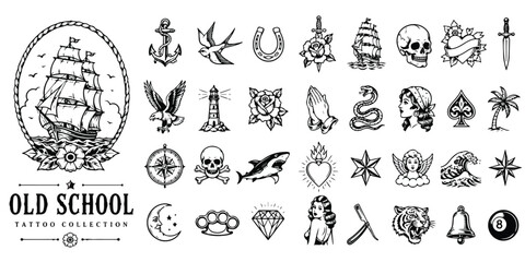 Celestial tattoo symbols set, mystical sun and moon icons, esoteric astrology vector elements, bohemian spiritual line art for tarot and magic © Allah k hwaly