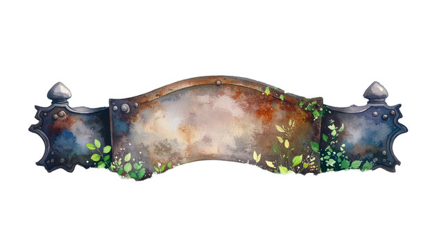 Rusty Iron Fence Gate Section Artwork Watercolor Painting Texture PNG Download JPG HD Image Free Vector Illustrations Graphic