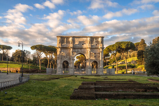 The Arch of Constantine at sunset, Rome, Italy