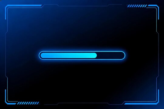 Blue glowing digital progress bar on dark background