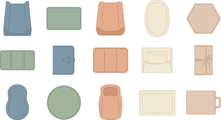 Set of fifteen flat vector icons featuring various home accessories and organizers in scandinavian aesthetic © MDTOFIZUL