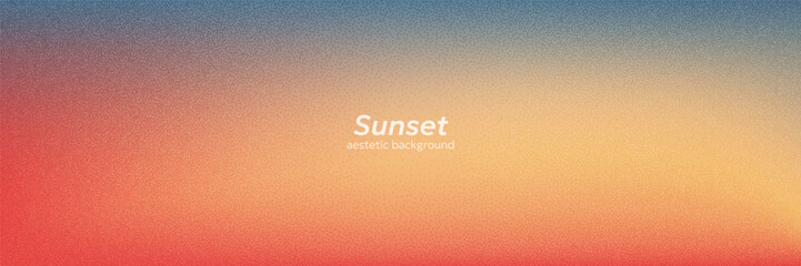 Abstract grainy gradient summer background. Warm sunset colors with teal, orange and golden yellow ombre, soft noise texture. Vector © Tatiana