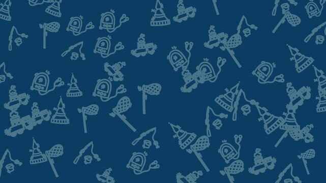 Blue lacrosse party with festive patterns, scattered sticks, balls, and birthday hats. Suitable for sports events and celebrations.