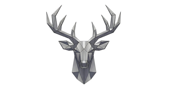Geometric Deer Head with Antlers Closeup.