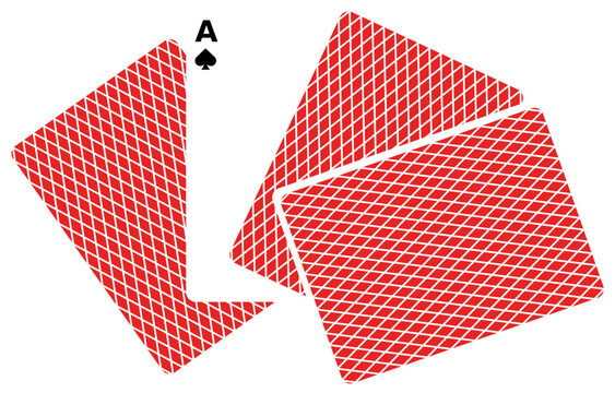 A collection of vector playing cards featuring various layouts, including a stack of cards and fan arrangements with the Ace of Spades.