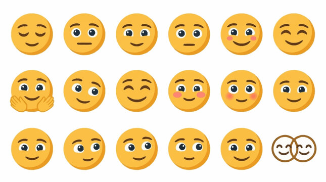 Collection of various yellow smiley face emojis.