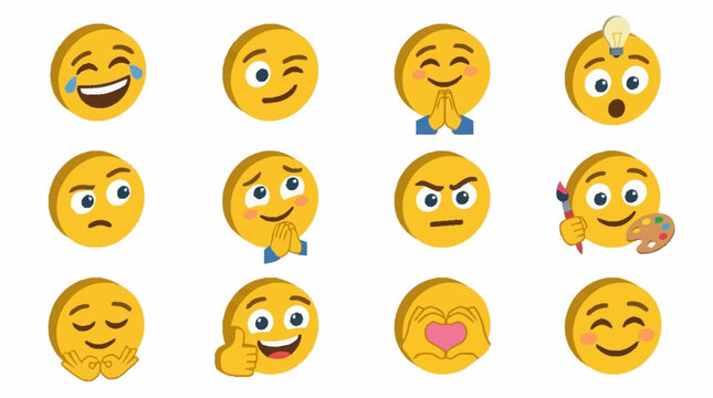Collection of colorful emoji faces expressing various emotions.