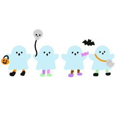 かわいいハロウィンおばけセットイラスト © koti
