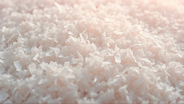 Recycled polypropylene flakes texture with soft depth and pastel