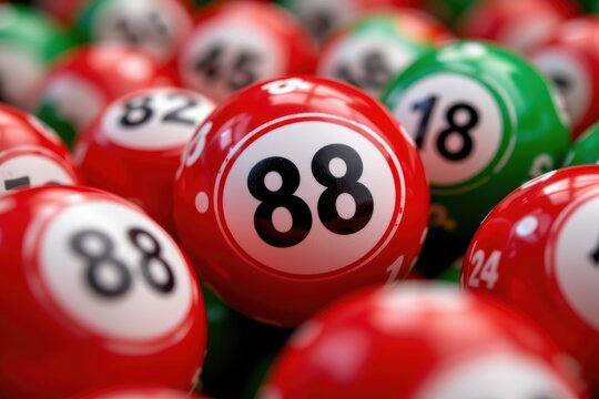 Close-up of colorful bingo balls showing number 88 prominently in the center.