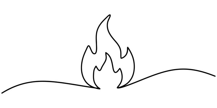 Continuous single line drawing of a simple fire flame icon Vector, illustration