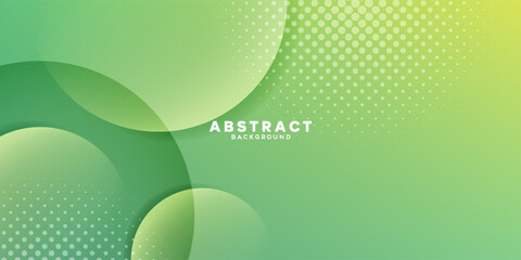 Abstract minimal cyan and green gradient background with dynamic overlapping circles. Halftone dot pattern design element for corporate presentation. © Bardi Stock