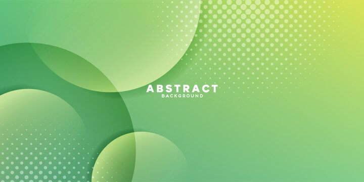Abstract minimal cyan and green gradient background with dynamic overlapping circles. Halftone dot pattern design element for corporate presentation.