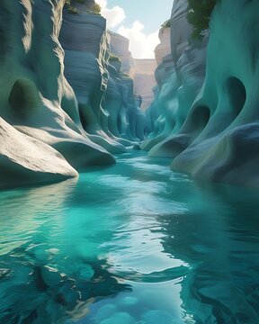 Crystal turquoise river dramatic rocky canyon wallpaper images