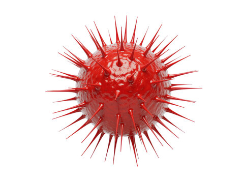 Red virus cell structure spreading infectious disease, isolated on transparent background