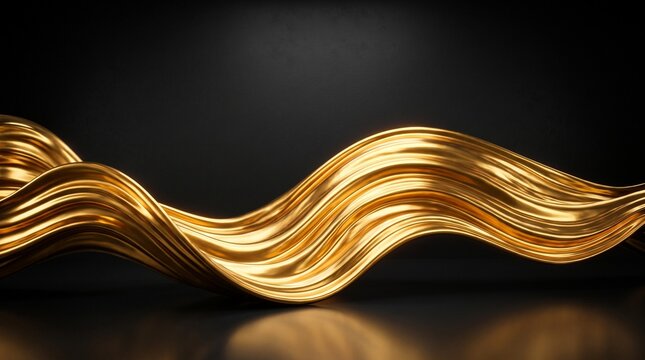 Luxury Abstract Flowing Liquid Gold Metal Waves 3D Background