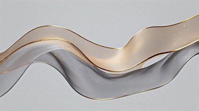 Flowing translucent ribbon with gold accents
