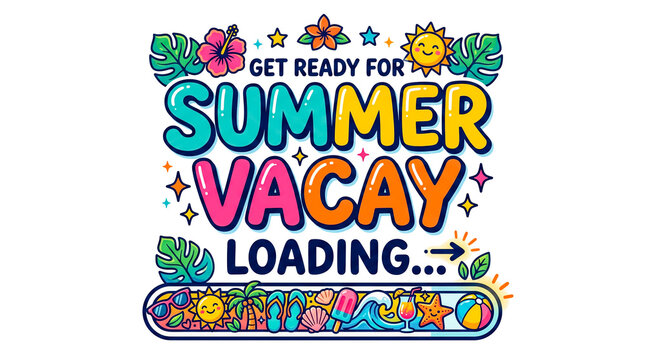 Cheerful Summer Holiday Concept: Loading Progress Bar Vector Design