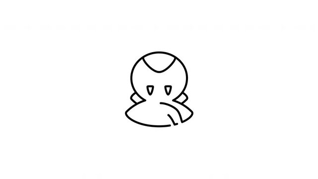 Minimalist outline animation of a cute friendly vampire count Dracula portrait drawing on and fading out. Features a clean pop up style in 3 color setups.