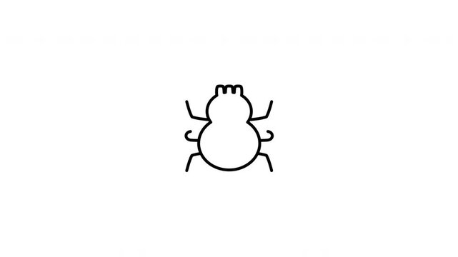 Minimalist outline animation of a creepy crawly eight-legged spider insect drawing on and fading out. Features a clean pop up style in 3 color setups.
