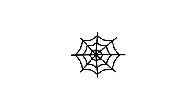 Minimalist outline animation of a detailed net spider web corner decoration drawing on and fading out. Features a clean pop up style in 3 color setups.