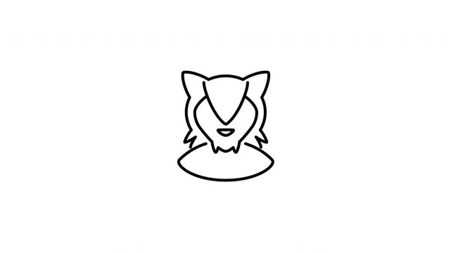 Minimalist outline animation of a scary roaring wolf monster werewolf portrait drawing on and fading out. Features a clean pop up style in 3 color setups.
