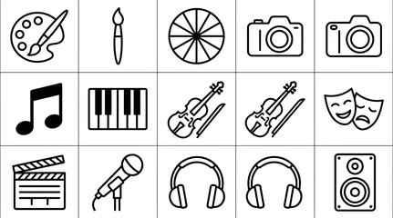Set of artistic and musical icons for creative projects. © riski