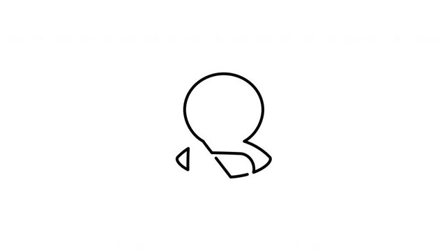 Minimalist outline animation of a person portrait with a broken arm in a medical plaster cast drawing on and fading out. Features 3 color setups.