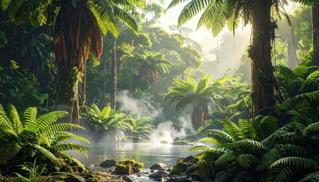 Lush tropical forest scene