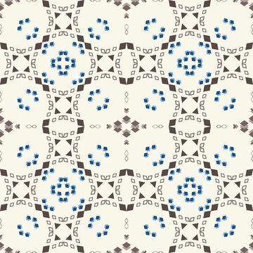 Tribal geometric seamless pattern, cream woven folk textile background, abstract for motif fabric, napery, clothing, blanket, scarf, cushion, embroidery inspired
