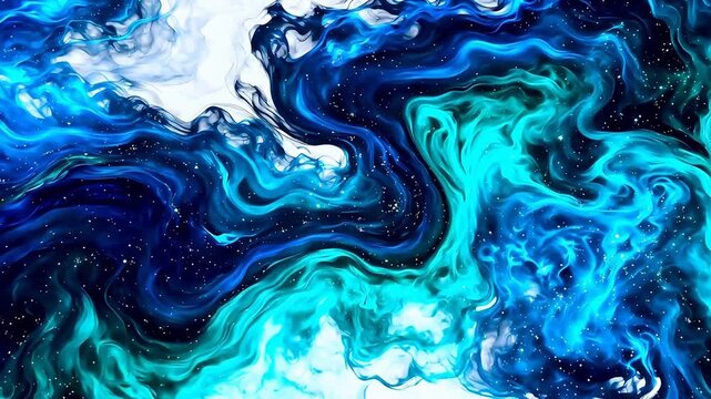 Abstract swirling blue and teal cosmic pattern