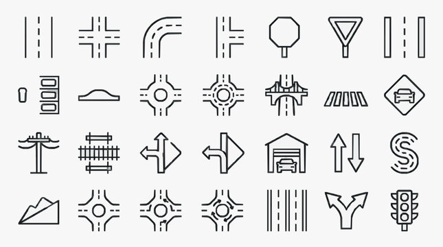 Corporate Minimalist Black and White Line Icons Set for Presentations Websites and Branding Materials