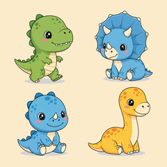 Adorable baby dinosaur characters for kids © Dawnside Graphic