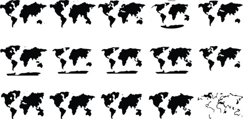 Fototapeta premium World map collection silhouettes of continents and global geography
