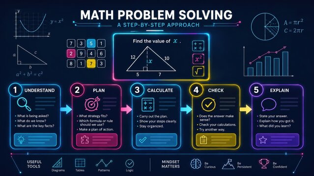 Math Problem Solving Steps Infographic