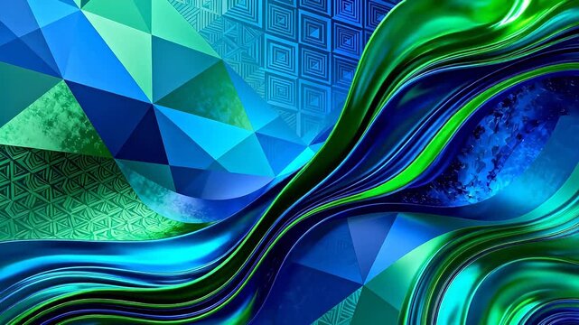Abstract blue and green geometric patterns