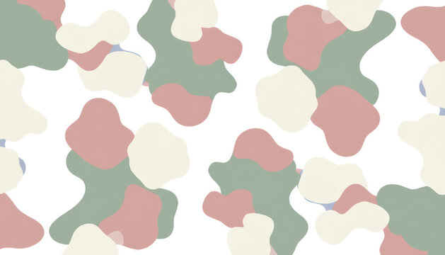 Abstract camouflage pattern in muted pastel colors.