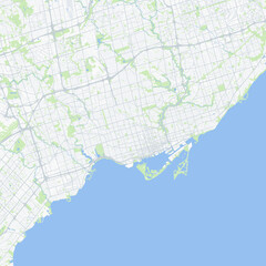 Obraz premium Minimal vector city map of Toronto with streets, parks and Lake Ontario shoreline