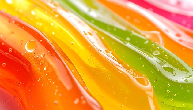 Close up of colorful liquid paint swirls blending.