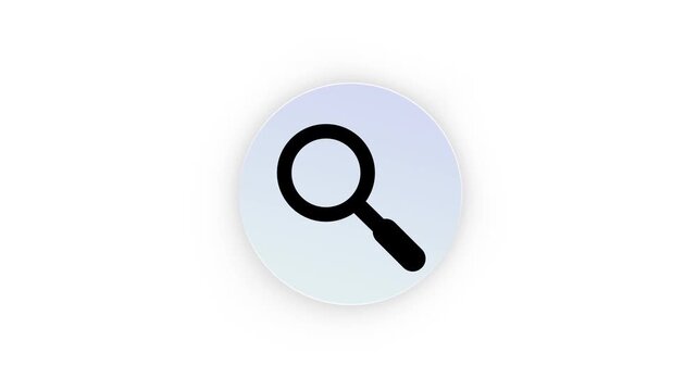 Search magnifying glass icon animation on white background.