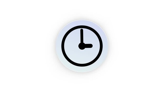 Clock icon with moving arrow animation on white background.
