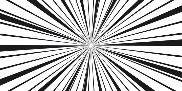 Manga speed burst frame. Radial anime speed lines. Crash zoom effect for comic book. Radial lines overlay template. Manga brust frame. Cartoon boom effect. Vector illustration on white background