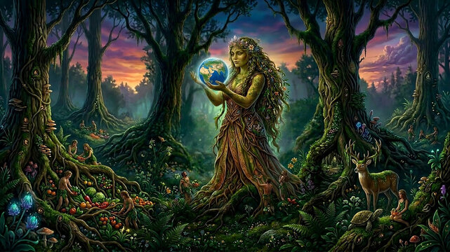 Illustration, Hintergrund Bild von Naturgeist, Mutter Erde, Erdgeist, Erde, Natur, Fantasy