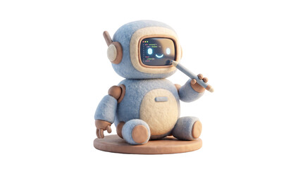 Fototapeta premium Software Developer Programming Robot Coding with 3D Felt Clay Style